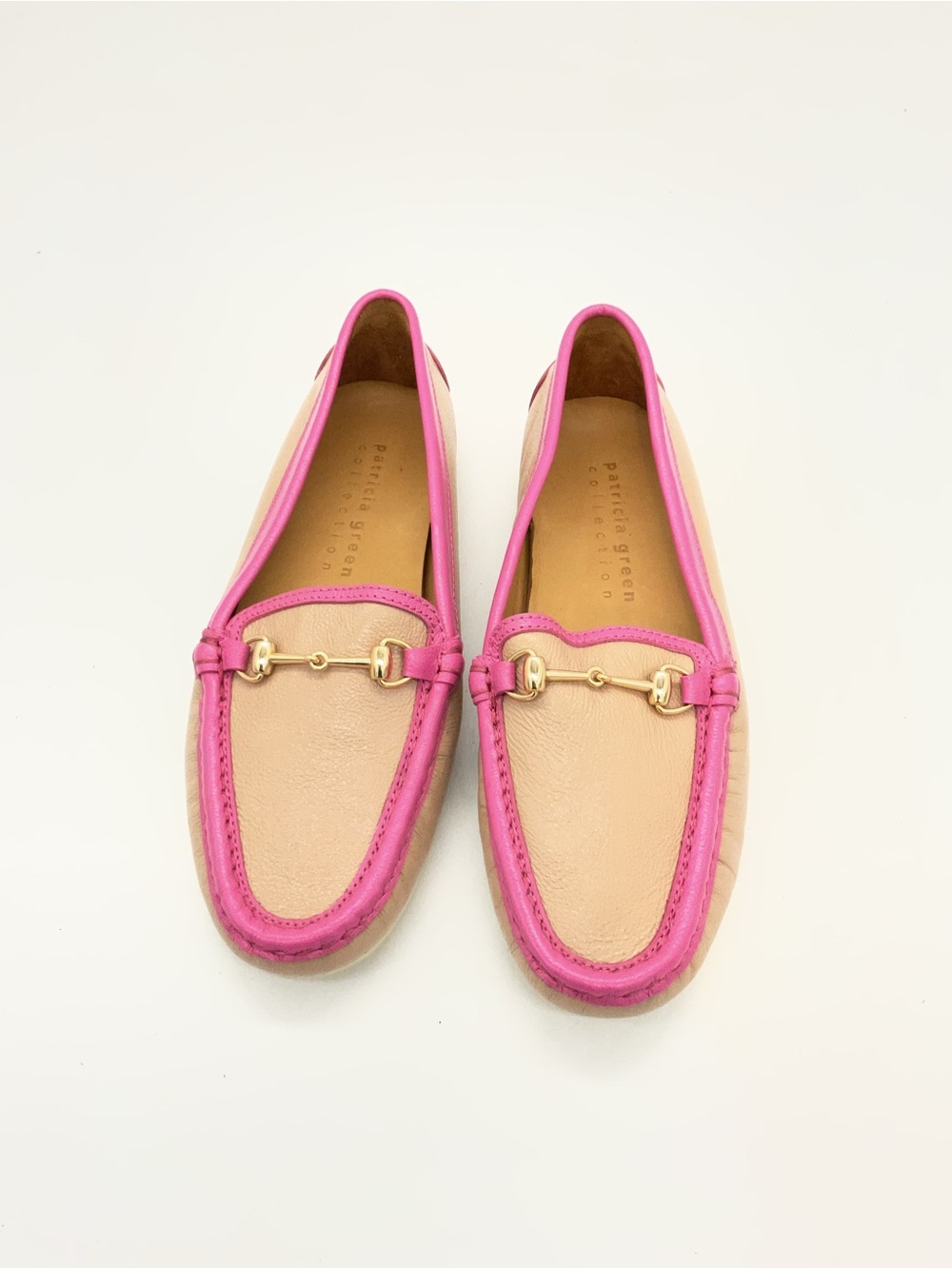 Patricia Green Finn Driving Moccasin in Tan/Hot Pink Leather